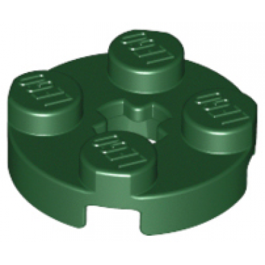 dark green plate round 2 x 2 with axle hole