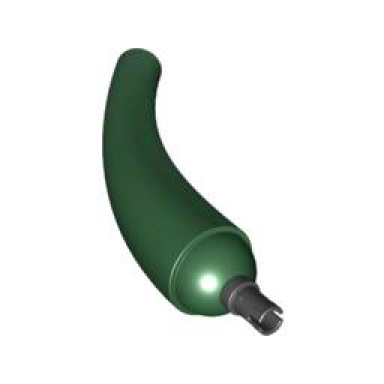 dark green dinosaur tail neck base section with black technic pin