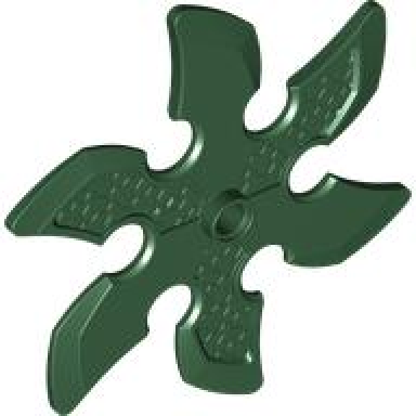 dark green technic circular saw blade with pin hole and six teeth large shuriken throwing star