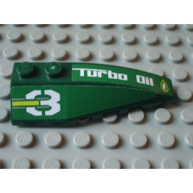dark green wedge 6 x 2 right with number 3 and turbo oil pattern stickers - set 8138