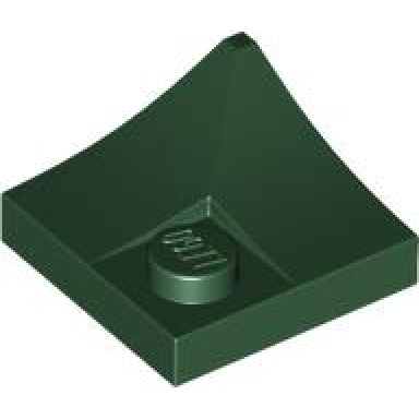 dark green arch 2 x 2 inverted corner with recessed stud