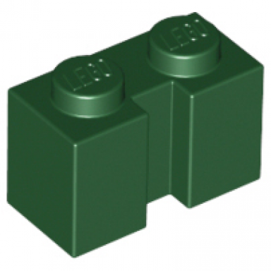 dark green brick modified 1 x 2 with channel