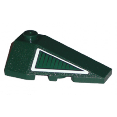 dark green wedge 4 x 2 triple right with dark green triangle with white border pattern sticker - set 8100
