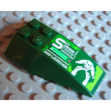 dark green wedge 6 x 4 triple curved with green and white spy drone pattern sticker - set 8114