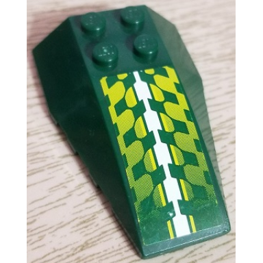 dark green wedge 6 x 4 triple curved with white and lime checkered pattern sticker - set 8138