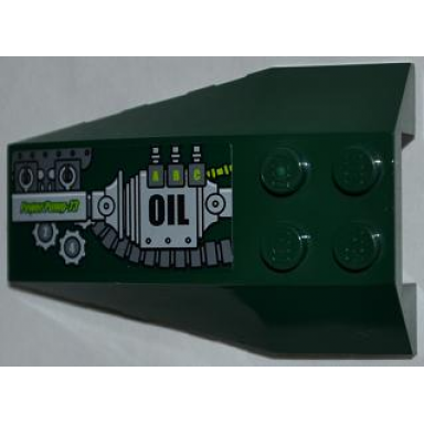 dark green wedge 6 x 4 triple curved with a b c oil and power pump 73 on mechanical pattern model left side sticker - set 9457