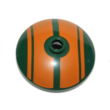 dark green dish 3 x 3 inverted radar with orange stripes pattern