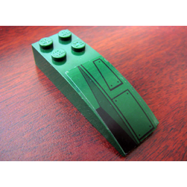dark green slope curved 6 x 2 with black geometric pattern model left side sticker - set 7754