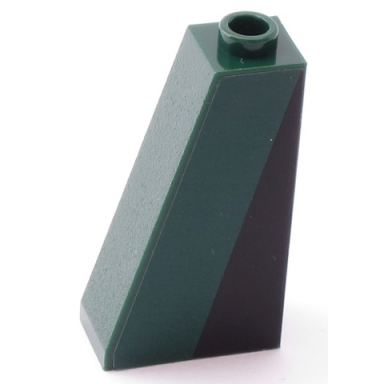 dark green slope 75 2 x 1 x 3 - hollow stud with black triangle on dark green background pattern model right side sticker - set 10242
