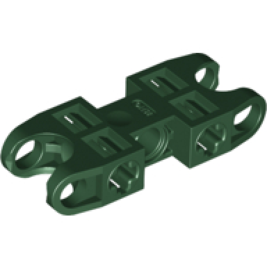 dark green technic axle and pin connector 2 x 5 with 2 ball joint sockets open sides