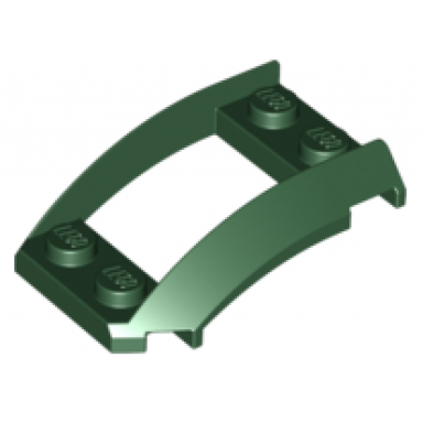dark green wedge 4 x 3 open with cutout and 4 studs