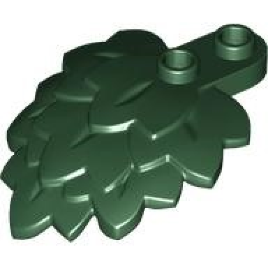 dark green plant plate round 1 x 2 with layered leaves