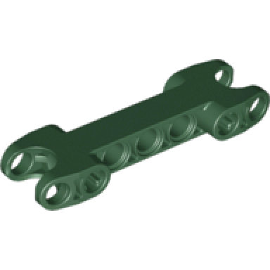 dark green technic axle and pin connector 2 x 7 with 2 ball joint sockets rounded ends