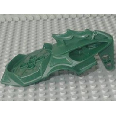 dark green bionicle visorak head with 7 pin holes and axle hole keelerak
