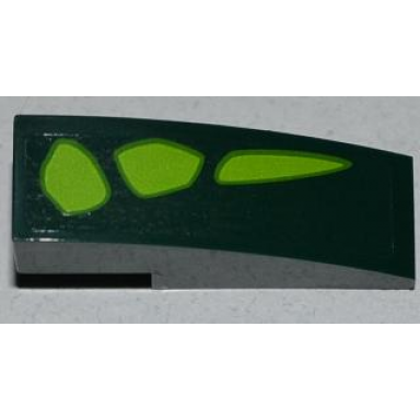 dark green slope curved 3 x 1 with 3 lime scales pattern model left side sticker - set 9450