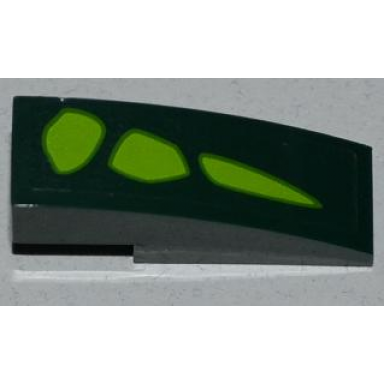 dark green slope curved 3 x 1 with 3 lime scales pattern model right side sticker - set 9450
