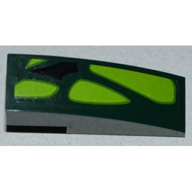 dark green slope curved 3 x 1 with black scale and 4 lime scales pattern model left side sticker - set 9450