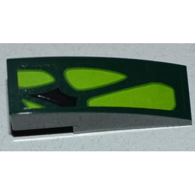 dark green slope curved 3 x 1 with black scale and 4 lime scales pattern model right side sticker - set 9450
