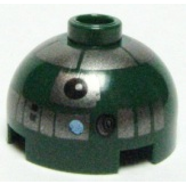 dark green brick round 2 x 2 dome top with pearl dark gray pattern r4-p44