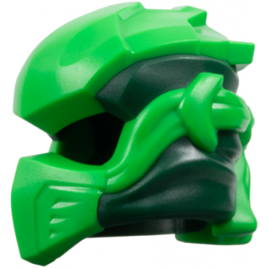 dark green minifigure headgear ninjago wrap type 10 with molded bright green armor wraps and knot pattern