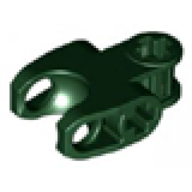 dark green technic axle connector 2 x 3 with ball joint socket - closed sides angled forks with closed axle holes