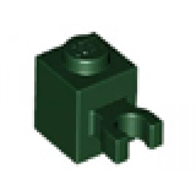dark green brick modified 1 x 1 with u clip vertical grip - solid stud