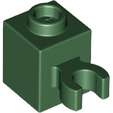 dark green brick modified 1 x 1 with open o clip vertical grip - hollow stud