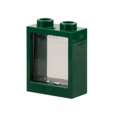 dark green window 1 x 2 x 2 flat front with trans-brown glass 60592 60601