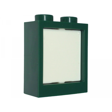 dark green window 1 x 2 x 2 flat front with white glass 60592 60601