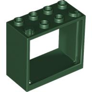 dark green window 2 x 4 x 3 - hollow studs