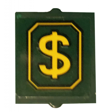 dark green glass for window 1 x 2 x 2 flat front with yellow dollar symbol pattern sticker - set 76120