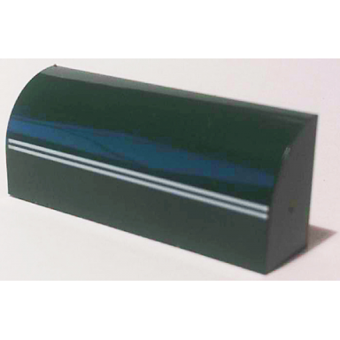 dark green slope curved 1 x 4 x 1 1 3 with 2 thin white stripes pattern