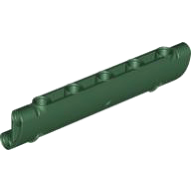 dark green technic panel curved 11 x 3 with 2 pin holes through panel surface