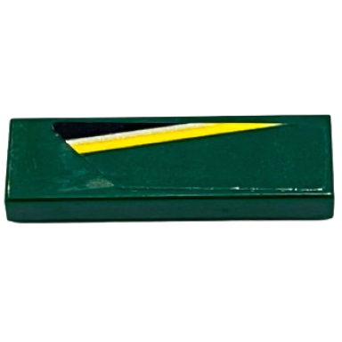 dark green tile 1 x 3 with black silver and yellow stripes pattern model right side sticker - set 76907