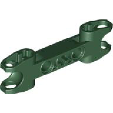 dark green technic axle and pin connector 2 x 7 with 2 ball joint sockets squared ends and axle hole in center