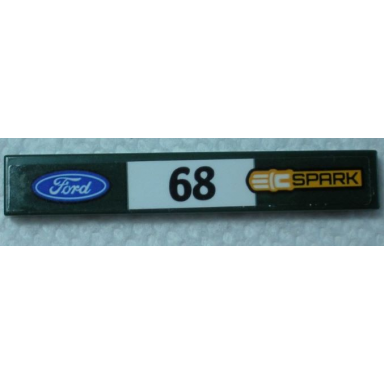 dark green tile 1 x 6 with ford logo black 68 and spark pattern model left side sticker - set 75884