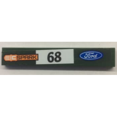 dark green tile 1 x 6 with ford logo black 68 and spark pattern model right side sticker - set 75884