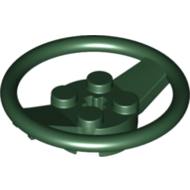 dark green vehicle steering wheel with 2 x 2 center and axle hole