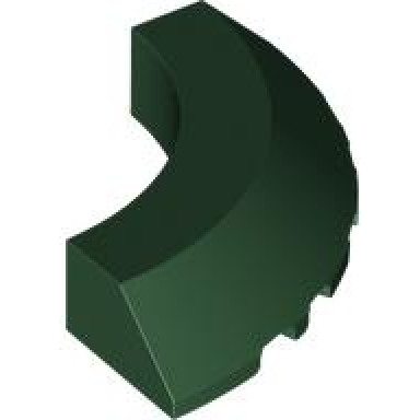 dark green brick round corner 5 x 5 with slope 45 edge without studs