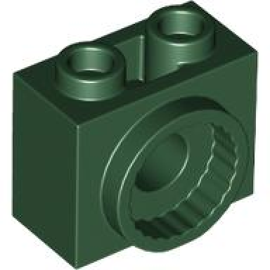 dark green technic brick modified 1 x 2 x 1 1 3 with rotation joint socket
