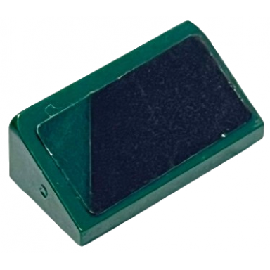 dark green slope 30 1 x 2 x 2 3 with triangle corner and black trapezoid pattern model right side sticker - set 76907