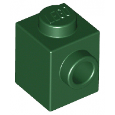 dark green brick modified 1 x 1 with stud on side