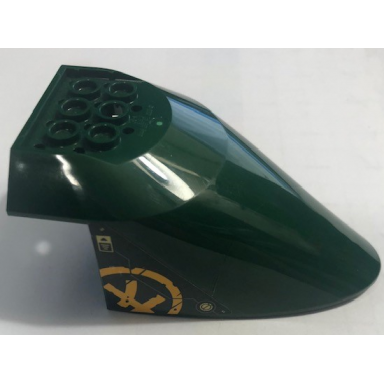 dark green aircraft fuselage aft section curved bottom 6 x 10 with bright light orange circle with ninjago logogram letter l pattern sticker - set 71750