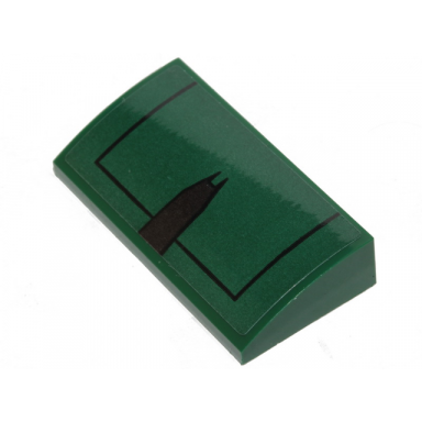 dark green slope curved 2 x 4 x 2 3 with bottom tubes with black lines and dark brown wedge pattern sticker - set 75248