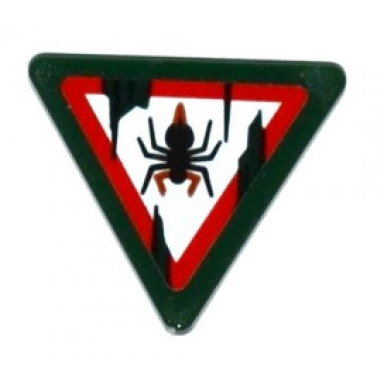 dark green road sign 2 x 2 triangle with clip with spider and dirt stains pattern sticker - set 70604