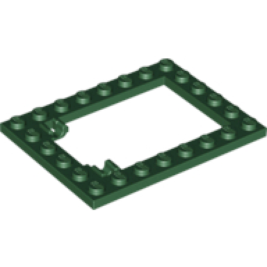 dark green plate modified 6 x 8 trap door frame horizontal long pin holders