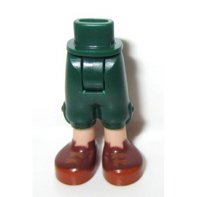 dark green mini doll hips and trousers cropped with light nougat legs and reddish brown shoes with dark orange soles and laces pattern - thick hinge