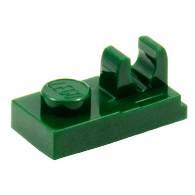 dark green plate modified 1 x 2 with clip with center cut on top
