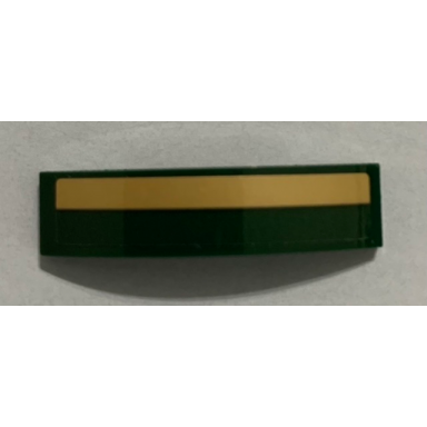dark green slope curved 4 x 1 x 2 3 double with gold stripe on dark green background pattern sticker - set 71044