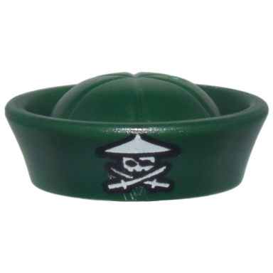 dark green minifigure headgear hat sailor with ninja skull with crossed swords pattern